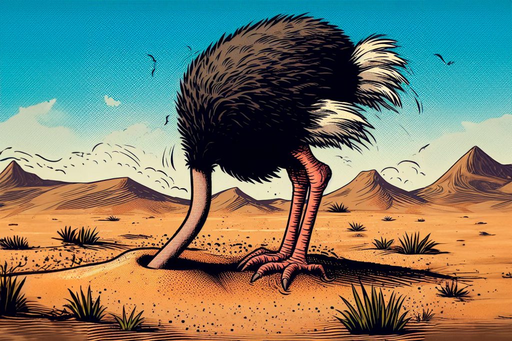 Vogelstraß Kopf in den Sand